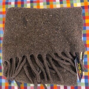 New Polo Ralph Lauren Dark Brown Wool Donegal Italian Scarf